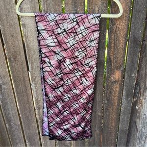 Hand Dyed Scarf In Purple, Black & Silvery Gray Abstract Pattern